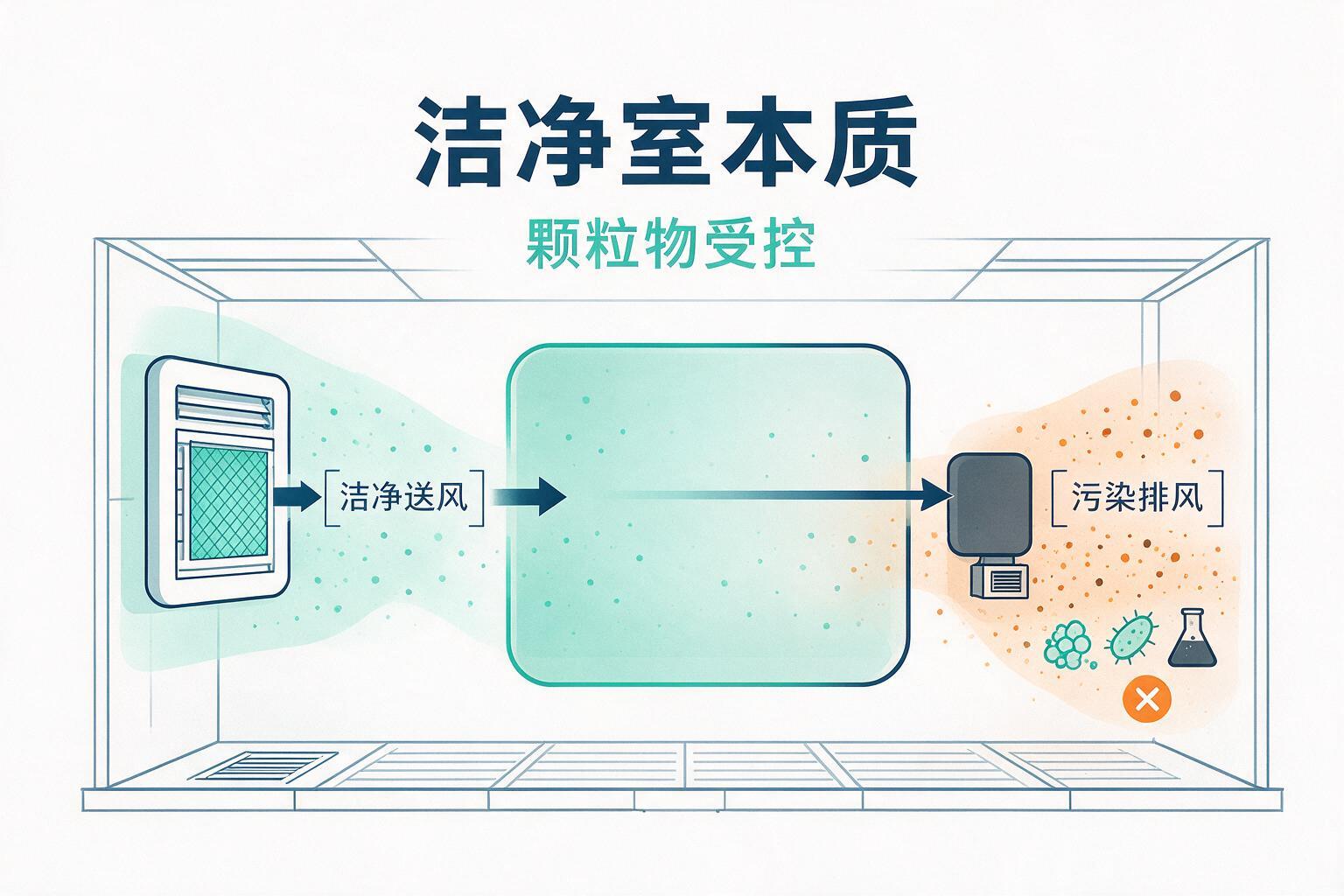 信息图:洁净室不是“很干净”,而是颗粒物被管住了:等级、浓度范围与污染物类别