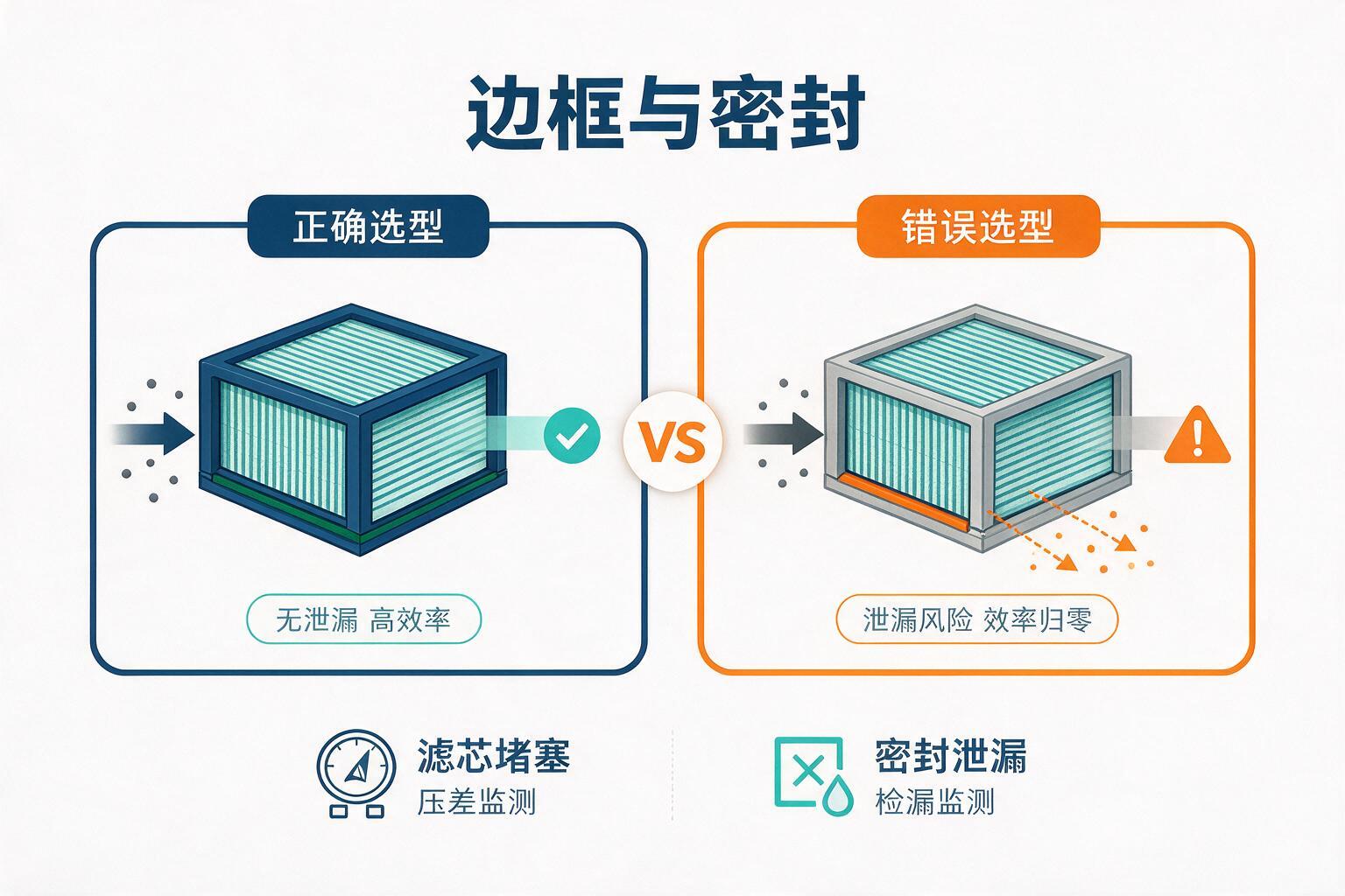 对比:HEPA过滤器的另一个关键:边框和密封没选对,效率再高也白搭:过滤器分工、工作原理与监测信号