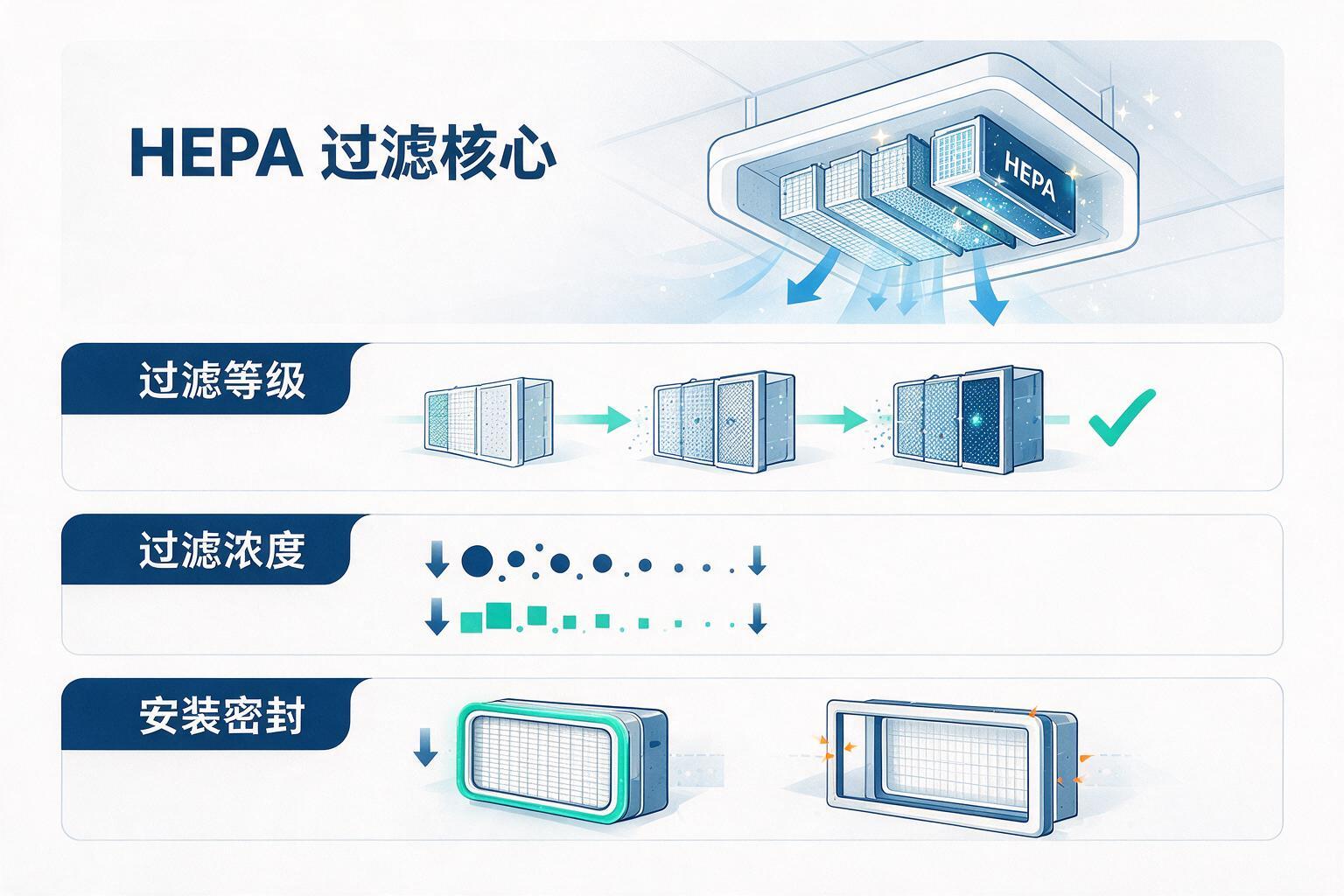 信息图:半导体洁净室为什么要死磕HEPA过滤器规格参数:等级、浓度范围与污染物类别
