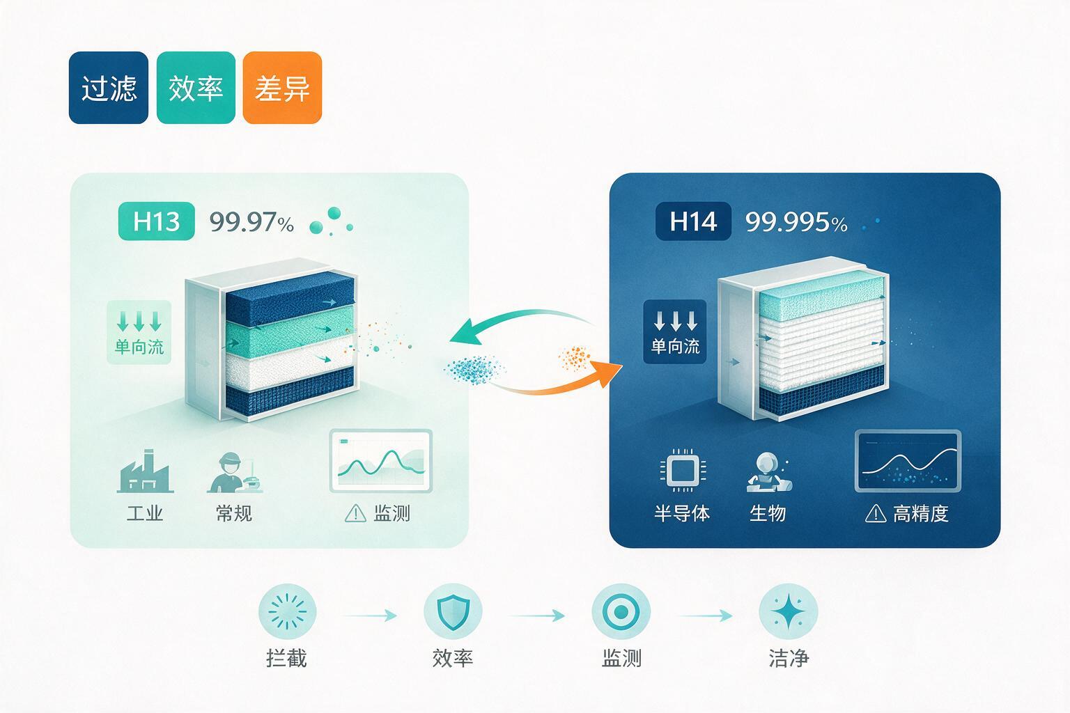 对比:差一个9,对洁净室意味着什么?:过滤器分工、工作原理与监测信号
