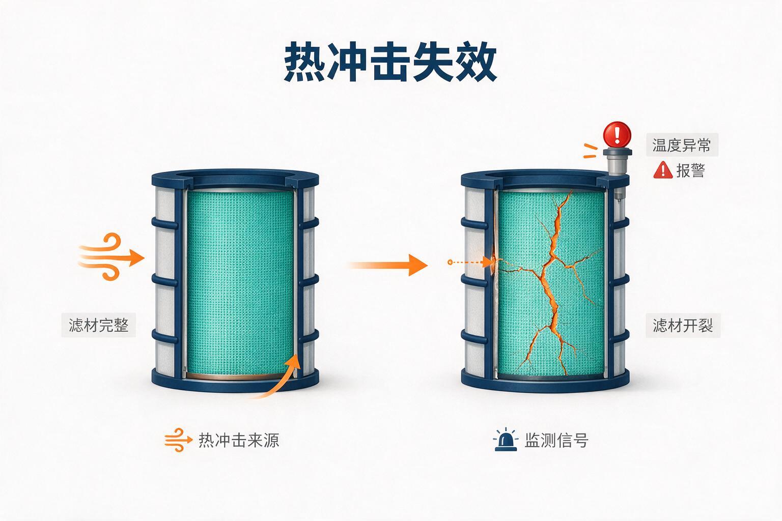 对比:忽略热冲击,温度爬升太快滤材直接开裂:过滤器分工、工作原理与监测信号