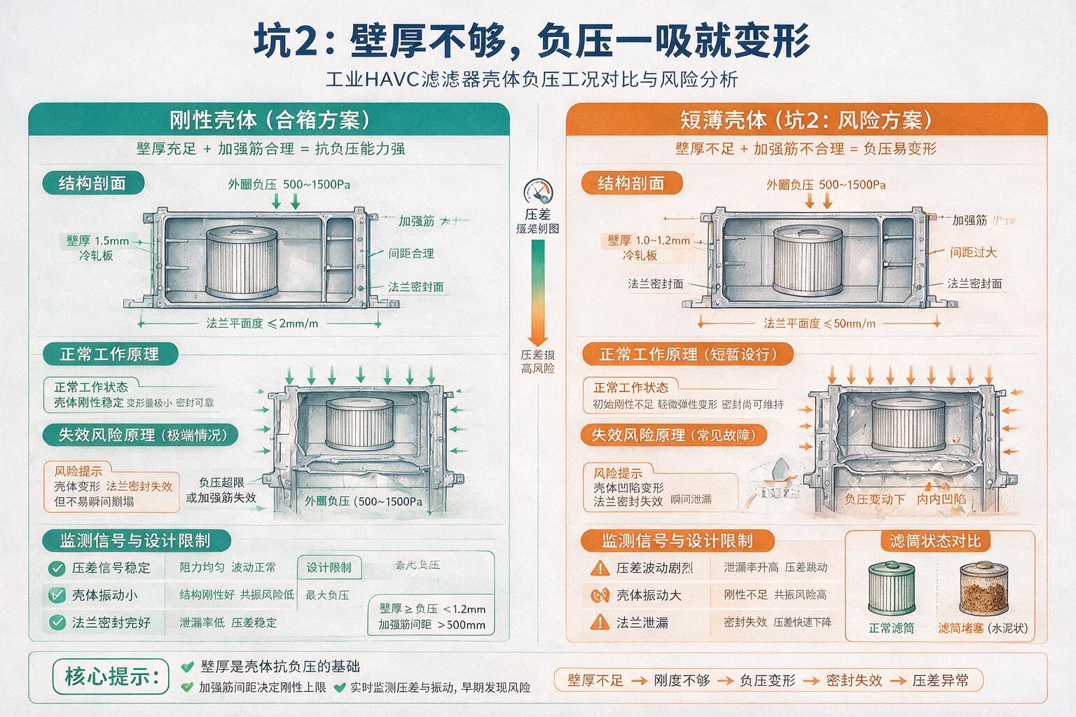 对比:坑2:壁厚不够,负压一吸就变形:过滤器分工、工作原理与监测信号
