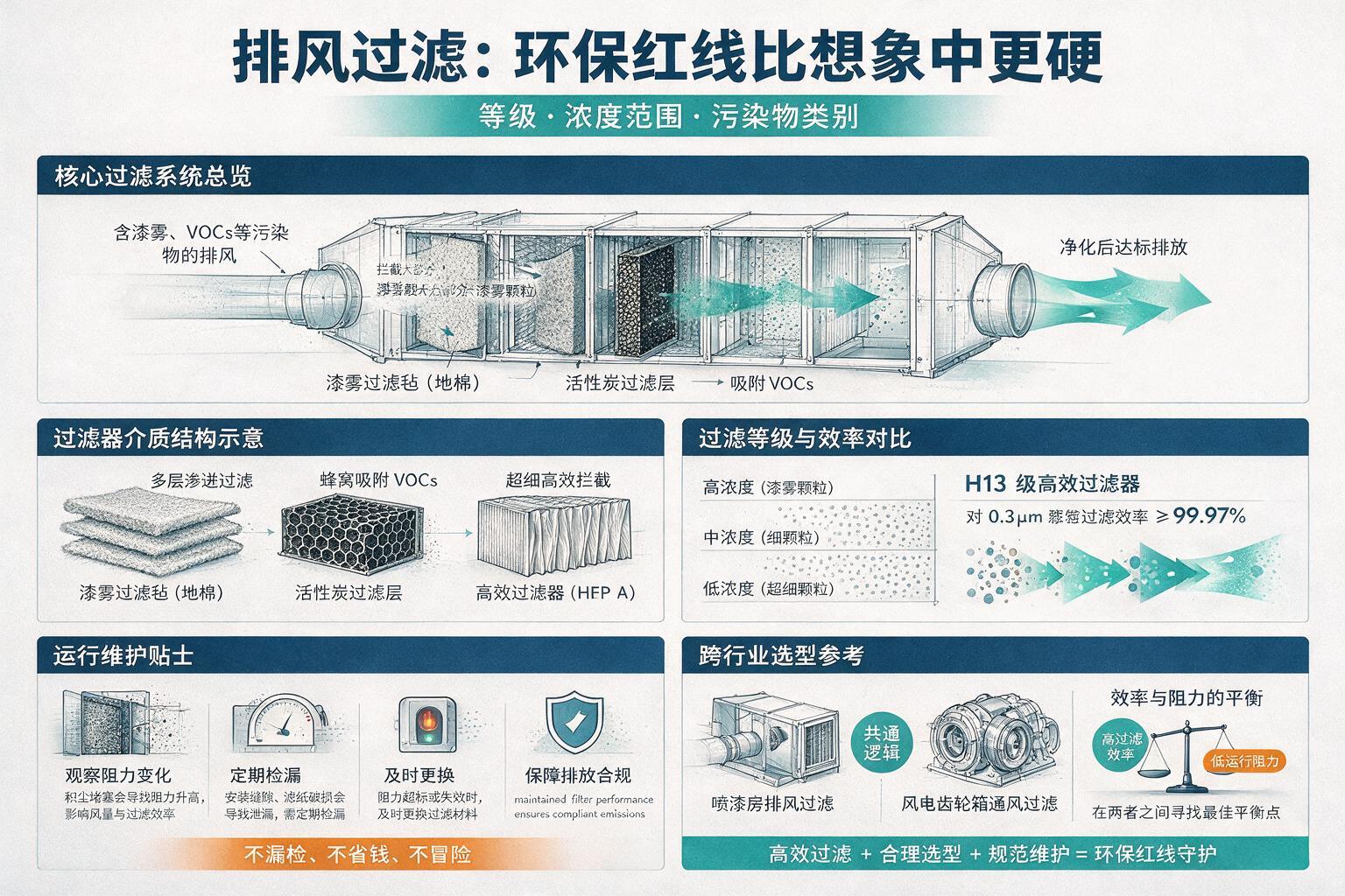 信息图:排风过滤:环保红线比想象中更硬:等级、浓度范围与污染物类别