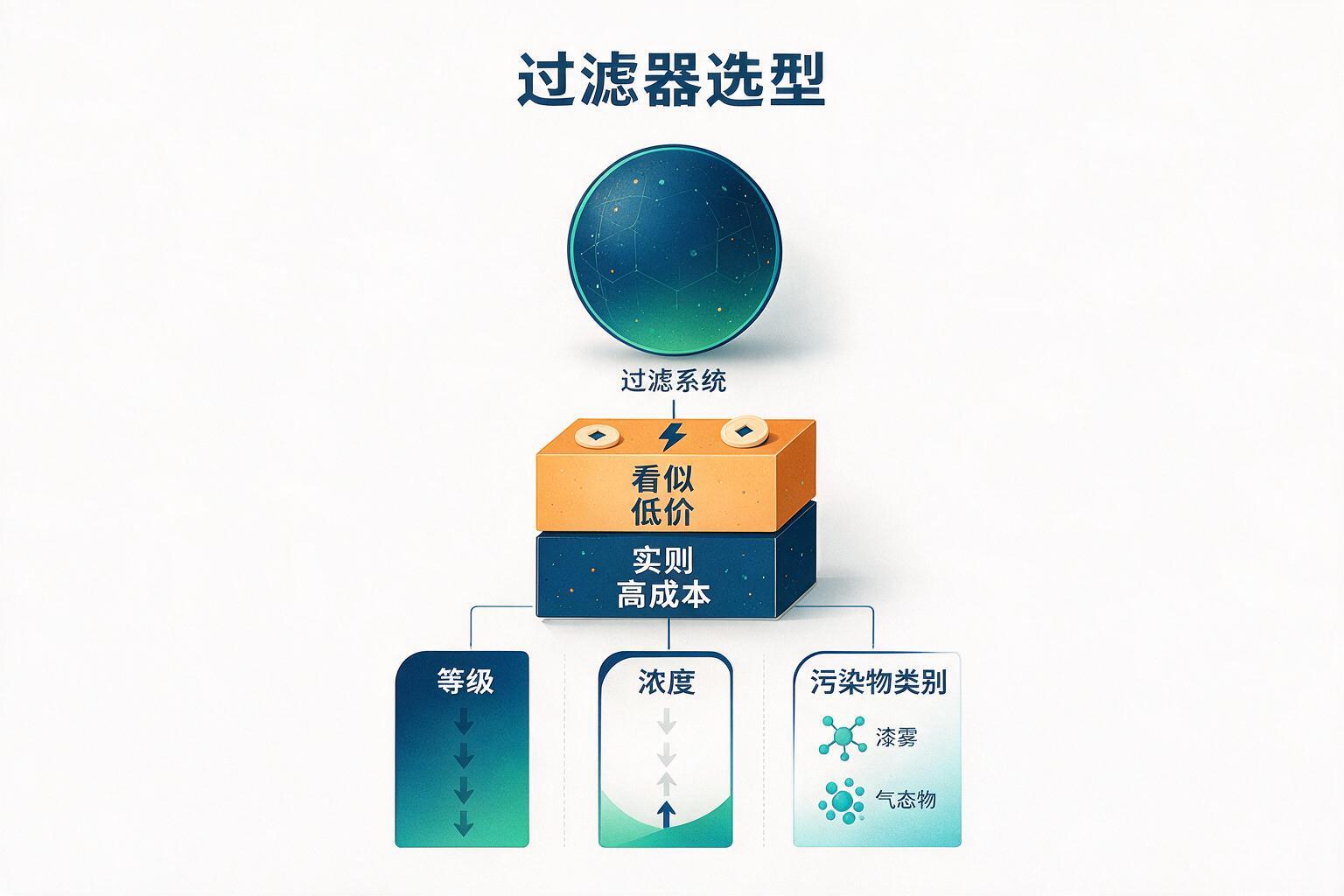 信息图:喷漆房过滤器选型账:单次价格是最便宜的假象:等级、浓度范围与污染物类别