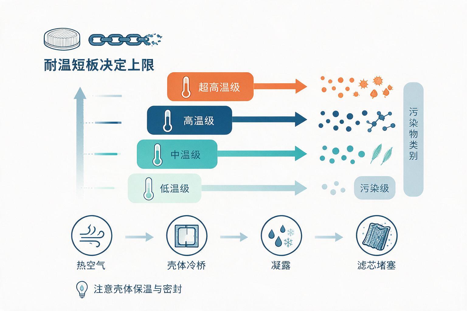 信息图:框材和密封胶没耐温,滤芯再高也白搭:等级、浓度范围与污染物类别